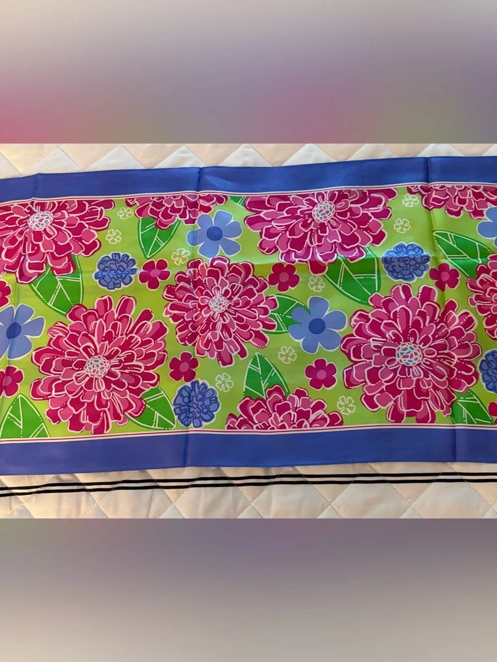 Vintage Lilly Pulitzer Floral Silk Scarf 2005 Ford Breast Cancer Awareness EUC